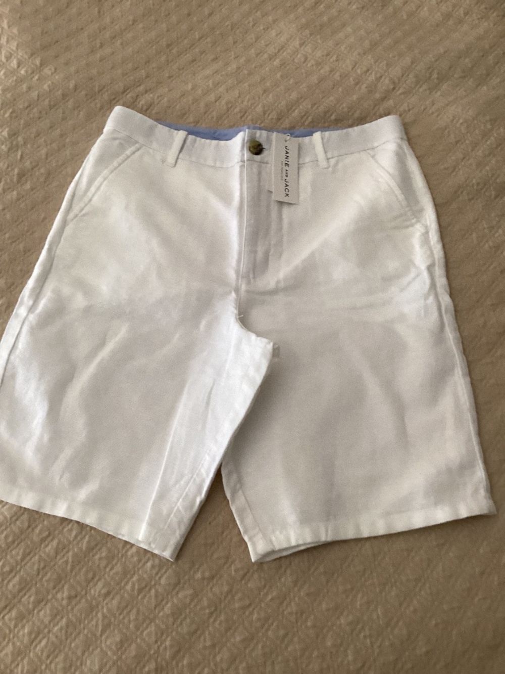 Janie and Jack nwt boys size 18 white cotton linen been chino style shorts